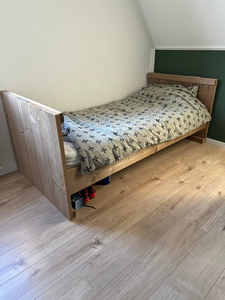Steigerhouten bed, Ophalen, 90 cm, Eenpersoons, Steigerhout