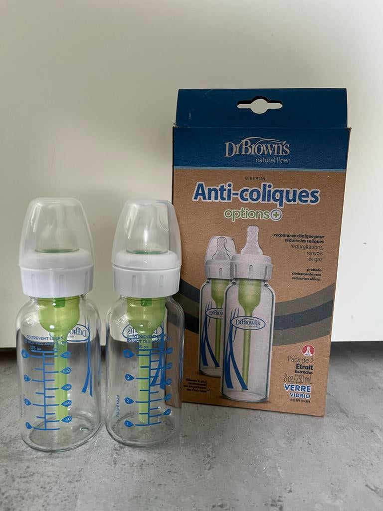 Dr Brown's 2 glazen flessen 120 ml - Anti-koliek, Ophalen of Verzenden, Gebruikt, Overige typen