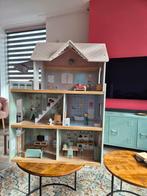 Houten poppenhuis met meubels, Ophalen, Zo goed als nieuw, Poppenhuis