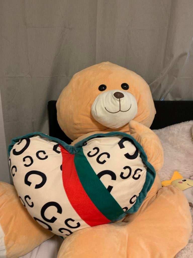 Grote knuffelbeer met hartkussen, Overige merken, Beer, Zo goed als nieuw, Middelgroot (20 tot 80 cm)