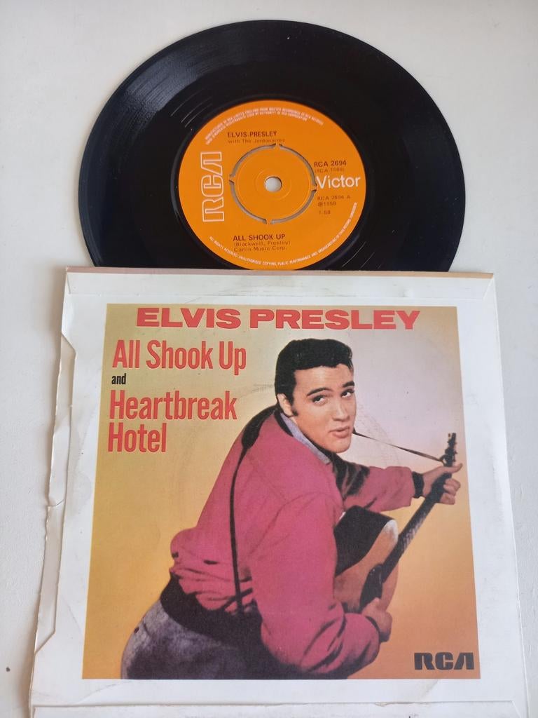 Elvis Presley  , single  - All shook up  / Heartbreak hotel., Ophalen of Verzenden