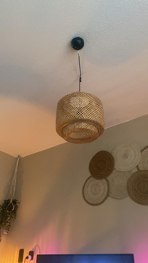 Rotan hanglamp - Boheemse stijl, Huis en Inrichting, Ophalen of Verzenden, Zo goed als nieuw, Hout, 50 tot 75 cm