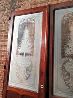 235,5hx161br Dubbele deur met bijzonder mooi geetst glas, Doe-het-zelf en Verbouw, Deuren en Horren, Ophalen, Binnendeur, Zo goed als nieuw