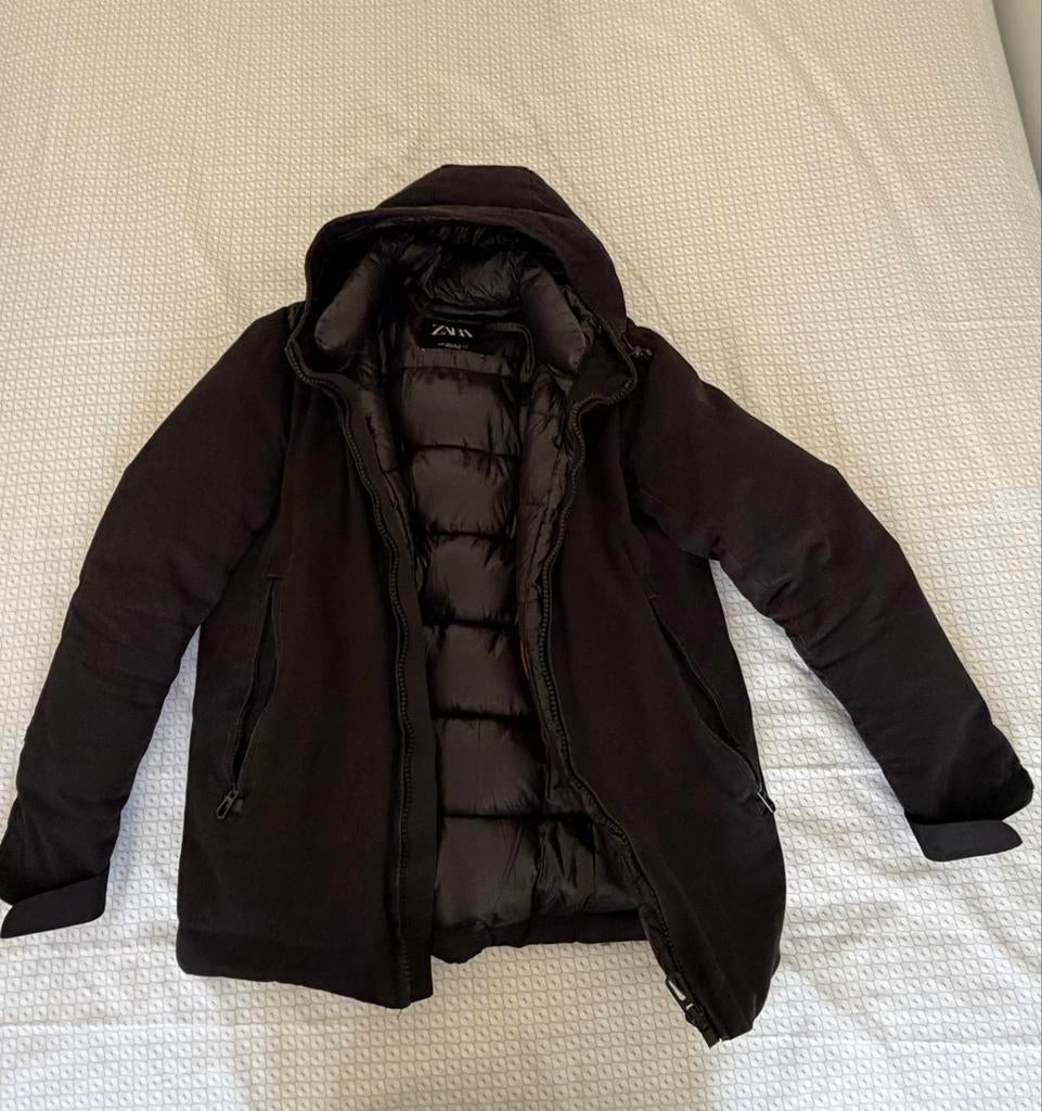 Zara Heren Winterjas Zwart, Ophalen of Verzenden, Zo goed als nieuw, Maat 46 (S) of kleiner, Zwart