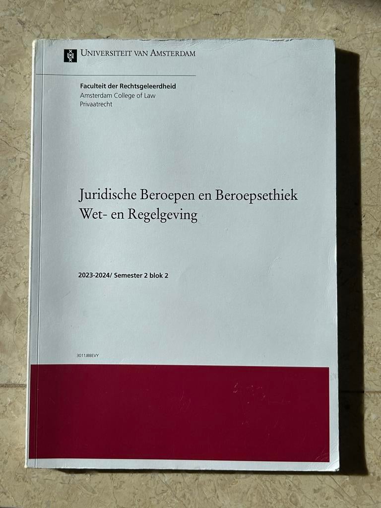 Juridische Beroepen en Beroepsethiek Wet- en Regelgeving, Boeken, Ophalen of Verzenden, Gamma, Zo goed als nieuw, WO