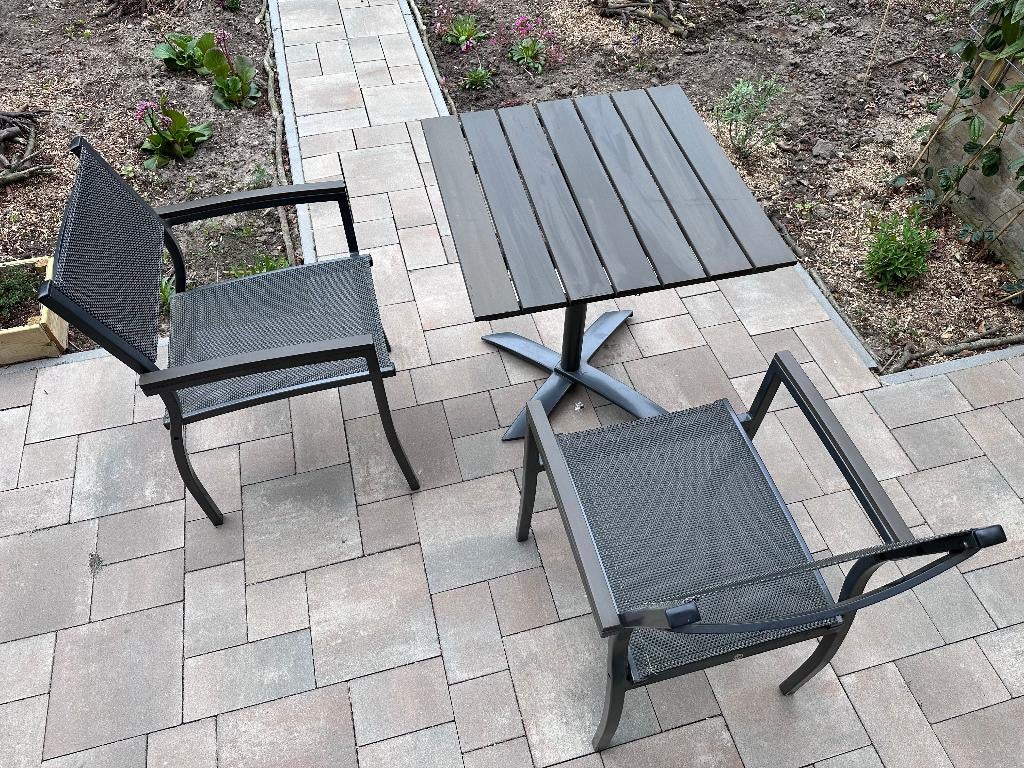set stoelen en tafel voor terras, Overige materialen, Bijzettafel, Zo goed als nieuw, Tuinset