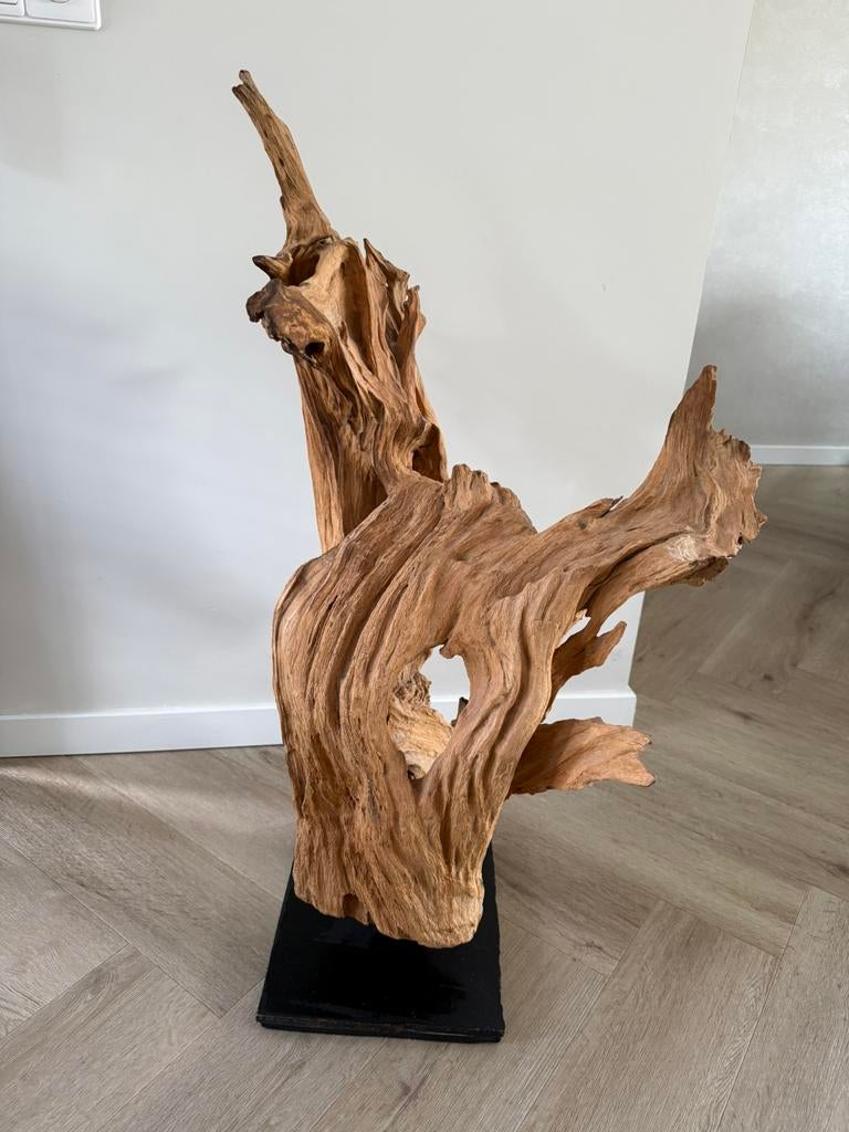 Houten teak ornament op voet, Huis en Inrichting, Woonaccessoires | Overige, Ophalen, Zo goed als nieuw