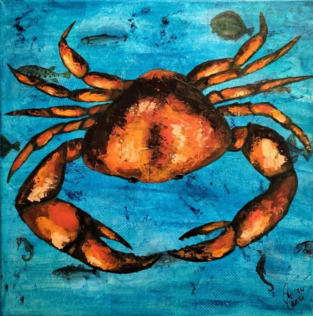 Schilderij Krab, Ophalen of Verzenden