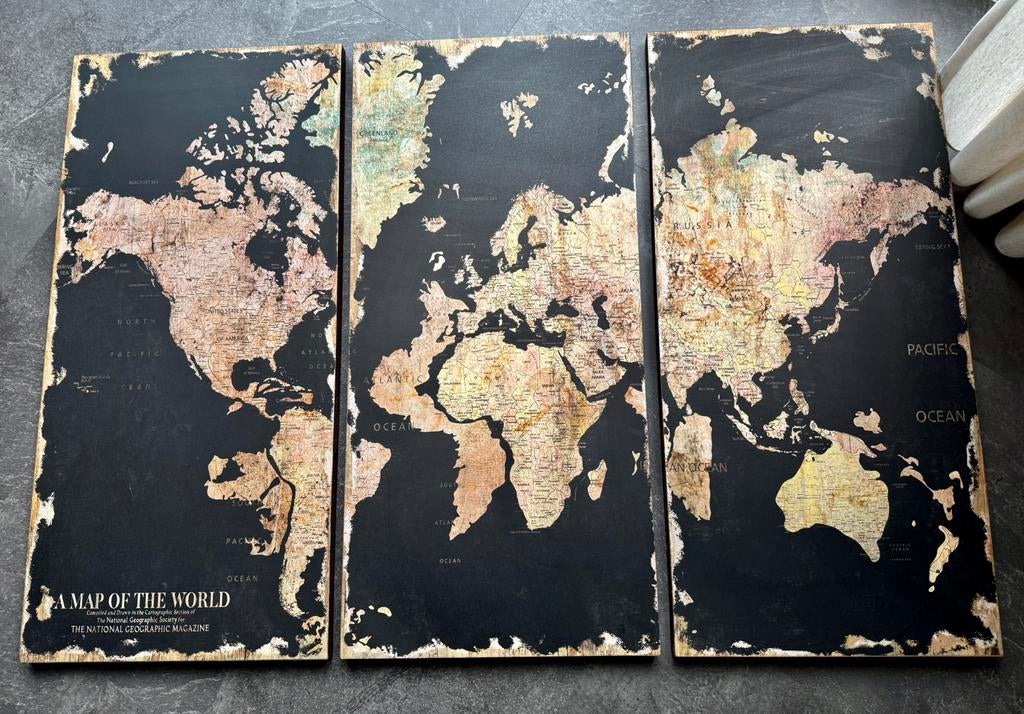 3 luik wereldkaart, Ophalen, Zo goed als nieuw