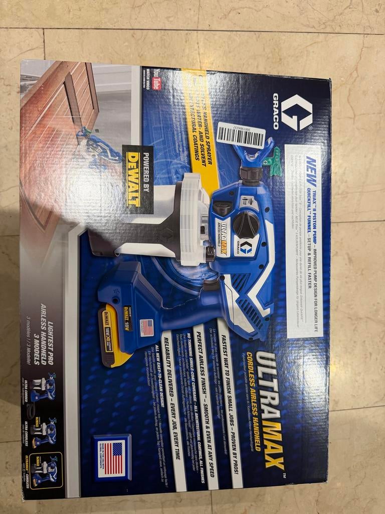 Graco Ultra Max Accu Verfspuit - Nieuw met Aankoopnota, Ophalen of Verzenden, Nieuw, Verfspuit of Verfpomp