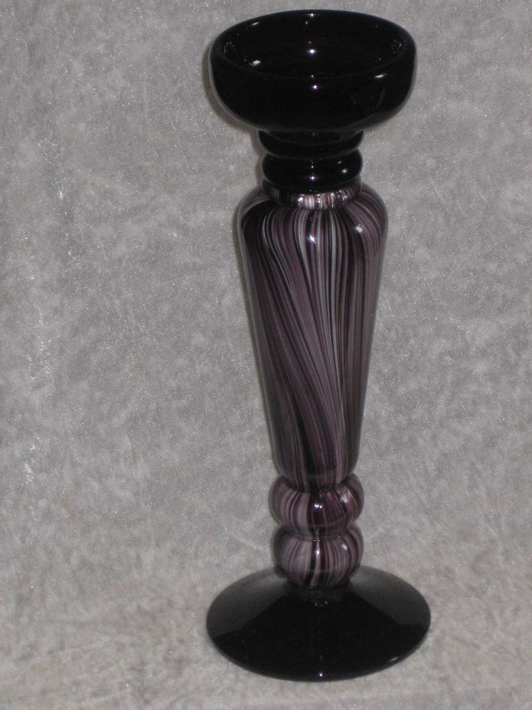 Kandelaar Purple/White Glas Stompkaars, Ophalen
