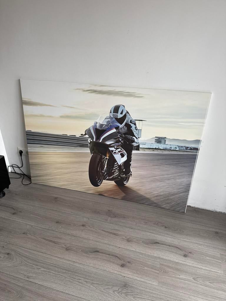 Canvas BMW HP4 Race Motorfiets Kunstprint, Ophalen, Nieuw, 125 cm of meer, Print