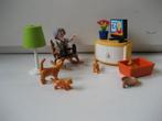 playmobil oma met poezen in huiskamer, Ophalen of Verzenden, Zo goed als nieuw