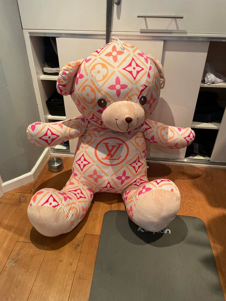 Grote Louis Vuitton Stijl Knuffelbeer - Roze/Oranje, Overige merken, Overige karakters, Beer, Ophalen of Verzenden