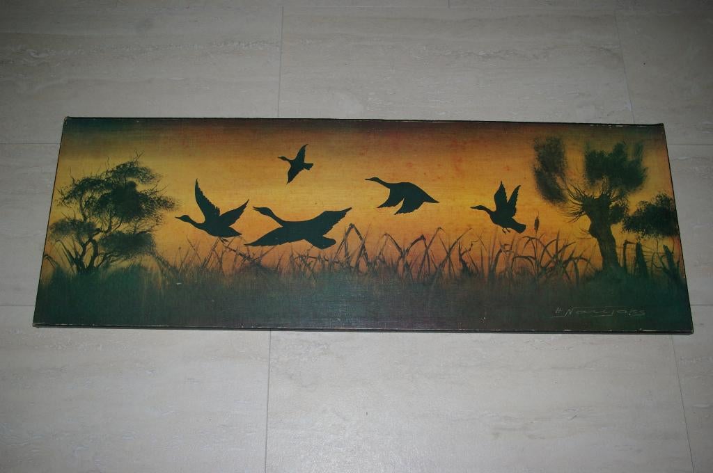 Schilderij met eenden., Ophalen of Verzenden, Gebruikt