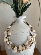 Ketting met 4 strengen zoetwaterparels, parelmoer en koraal, Sieraden, Tassen en Uiterlijk, Kettingen, Ophalen of Verzenden, Nieuw