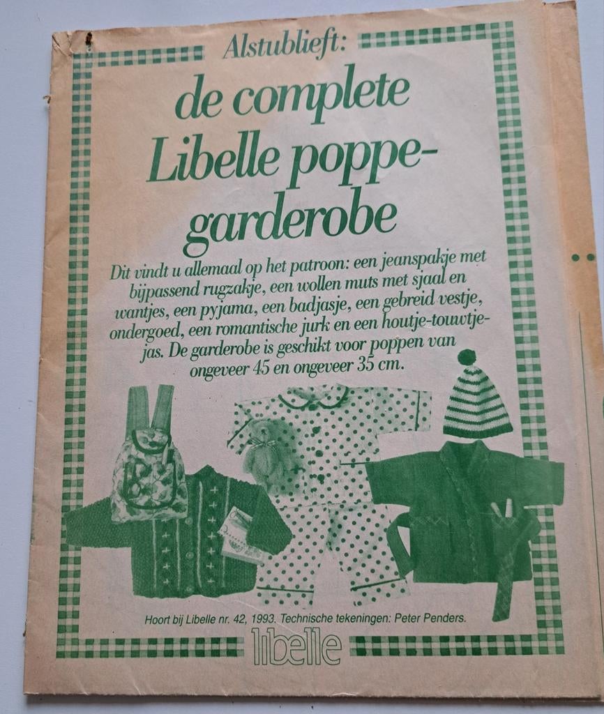 De complete Libelle poppegarderobe, 35 of 45 cm, Hobby en Vrije tijd, Ophalen of Verzenden, Breien, Patroon of Boek