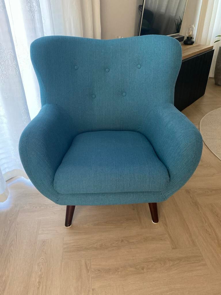 Blauwe fauteuil van Leen Bakker (2 stuks), Ophalen, 75 tot 100 cm, Zo goed als nieuw, 75 tot 100 cm