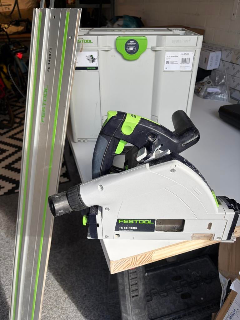 Festool invalzaag TS55 REBQ met 2 linialen, Doe-het-zelf en Verbouw, Ophalen, Gebruikt, Invalzaag, 30 tot 70 mm