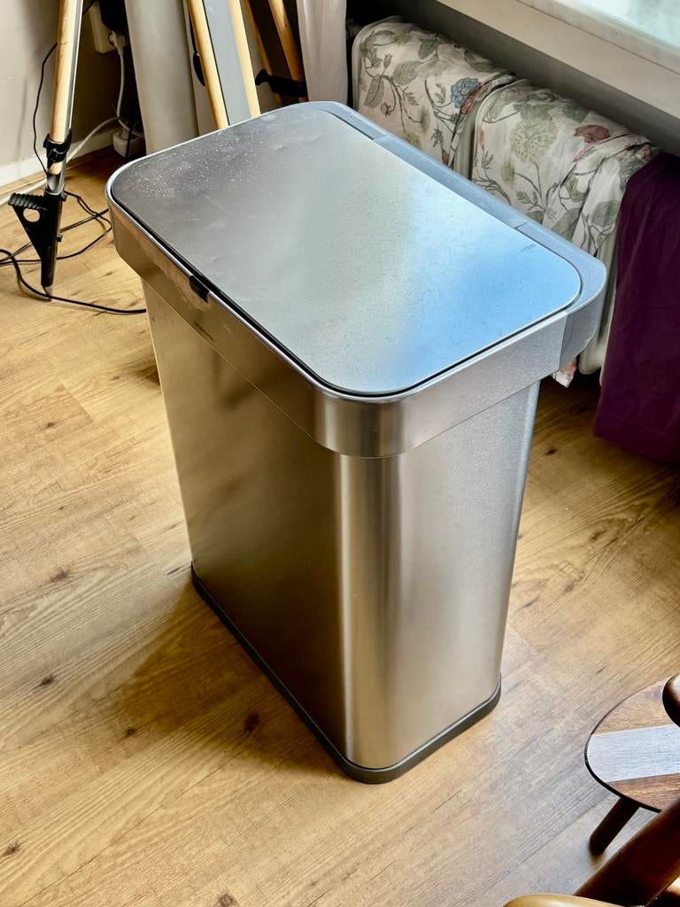 Simplehuman Sensor Afvalbak 58 Liter - Zilver, 40 liter of meer, Ophalen of Verzenden, Zo goed als nieuw, Rvs
