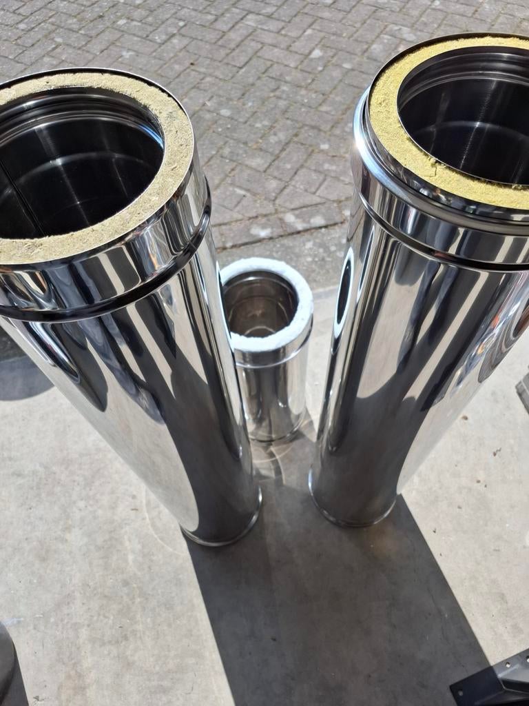 RVS Dubbelwandige 150 mm, Doe-het-zelf en Verbouw, Buizen en Afvoer, Ophalen, Rvs, Minder dan 2 meter, 80 mm of meer