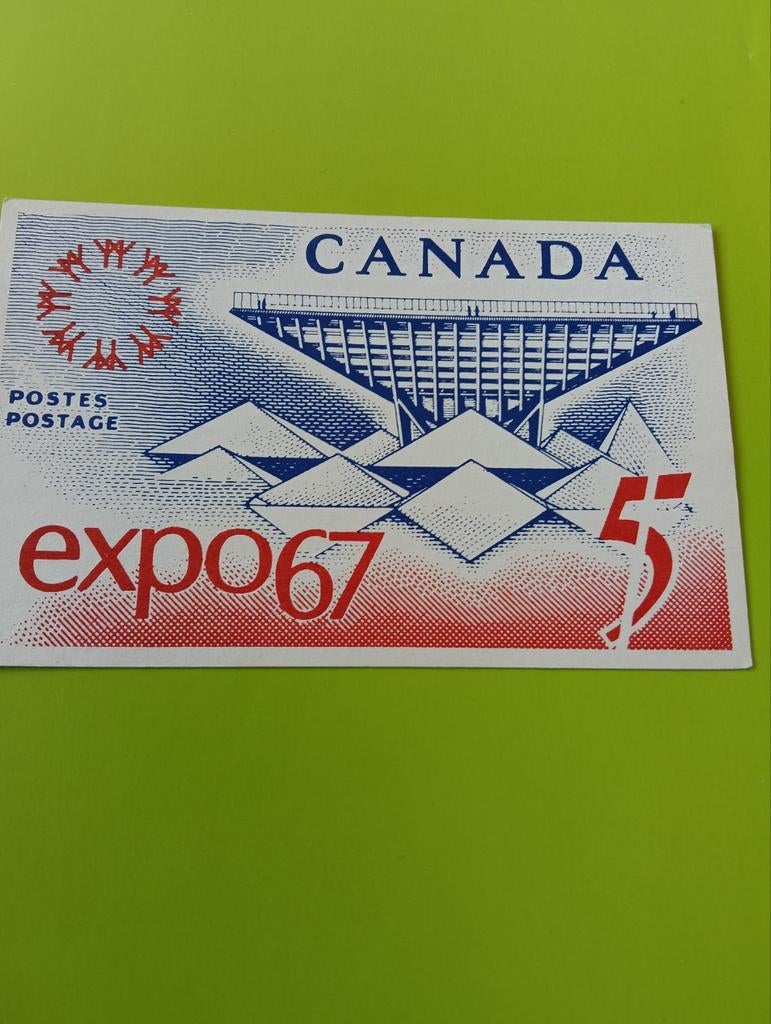 Canada Expo 67 Postzegel Ansichtkaart - Katimavik Paviljoen, Ophalen of Verzenden, 1960 tot 1980, Ongelopen, Buiten Europa