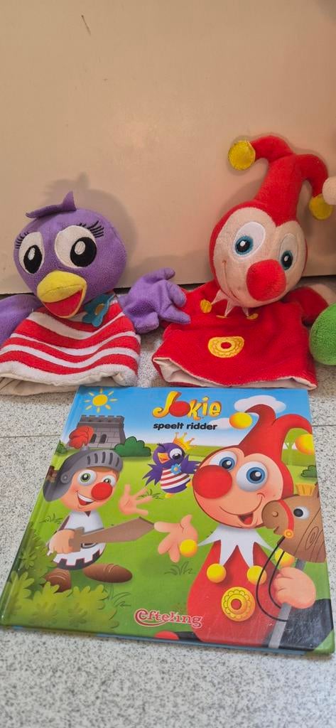 Efteling Jokie en Jet handpoppen met boekje, Ophalen, Gebruikt, Beeldje of Poppetje