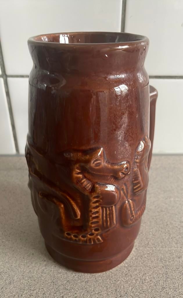 Retro vaas bierpul bruin zeepaardje vis aal kreeft, Ophalen of Verzenden, Huis en Inrichting