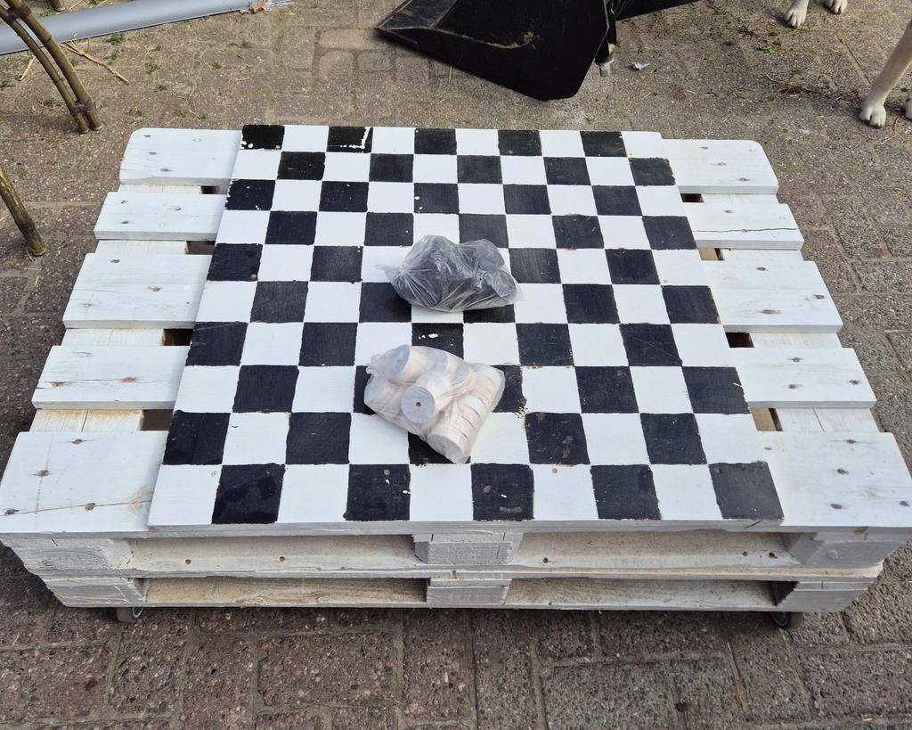 Dambord van hout, Ophalen, Wit, Overige typen, Nieuw