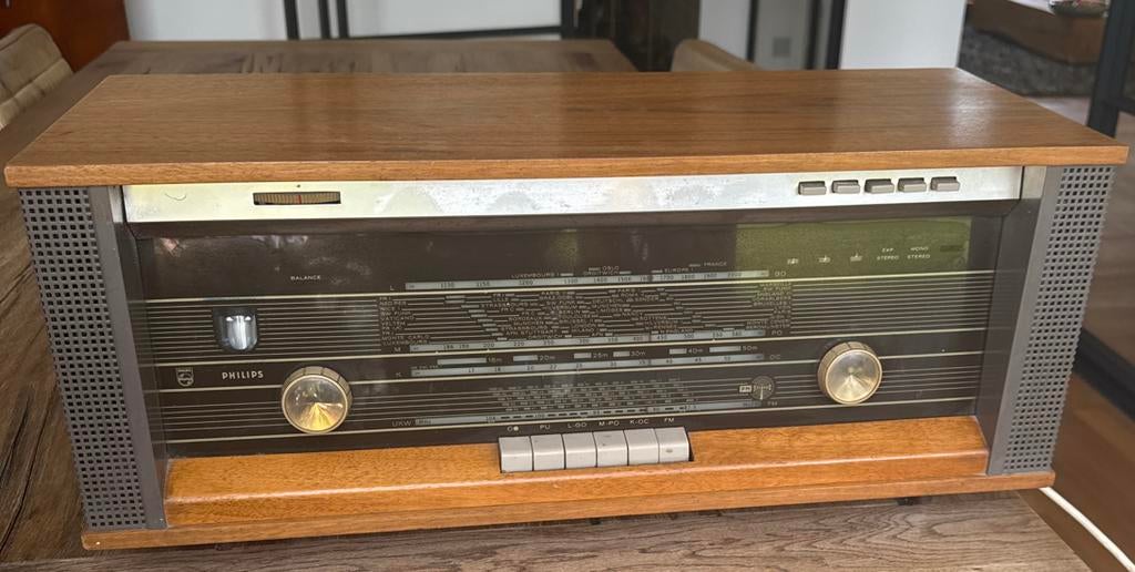 Vintage Philips Radio - Klassieke Houten Ontvanger, Audio, Tv en Foto, Radio's, Ophalen, Gebruikt, Radio
