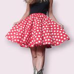 Polkadot rok rood wit themafeest carnaval swingrok 1 size, -, -, Nieuw, Ophalen of Verzenden