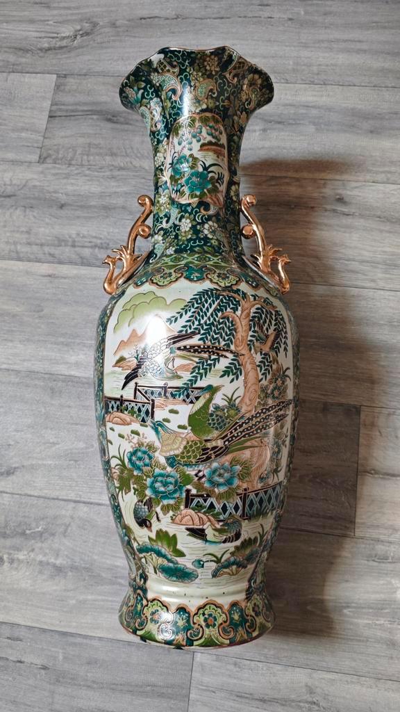 Grote Chinese vaas Famille Verte of Kanton-stijl. , Antiek en Kunst, Antiek | Vazen, Ophalen