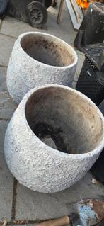2 zware stenen/betonnen bloempotten voor binnen of buiten, Tuin en Terras, Ophalen, Steen, Minder dan 30 cm, Minder dan 60 cm