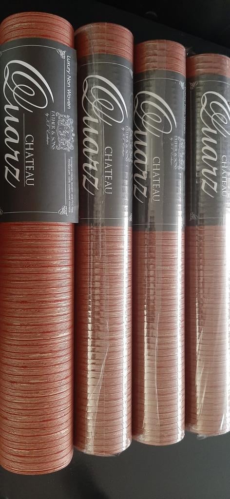 Chateau Quartz vinyl behang rood met goud, Ophalen of Verzenden, 10 tot 25 m², Rood, Hotel chique