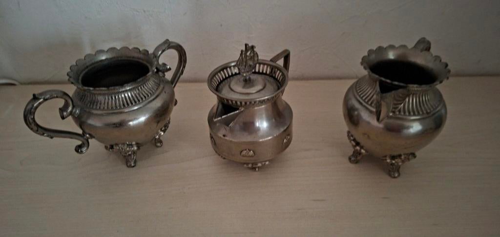 Antieke suikerpot en 2 kannetjes, Antiek en Kunst, Antiek | Goud en Zilver, Ophalen of Verzenden