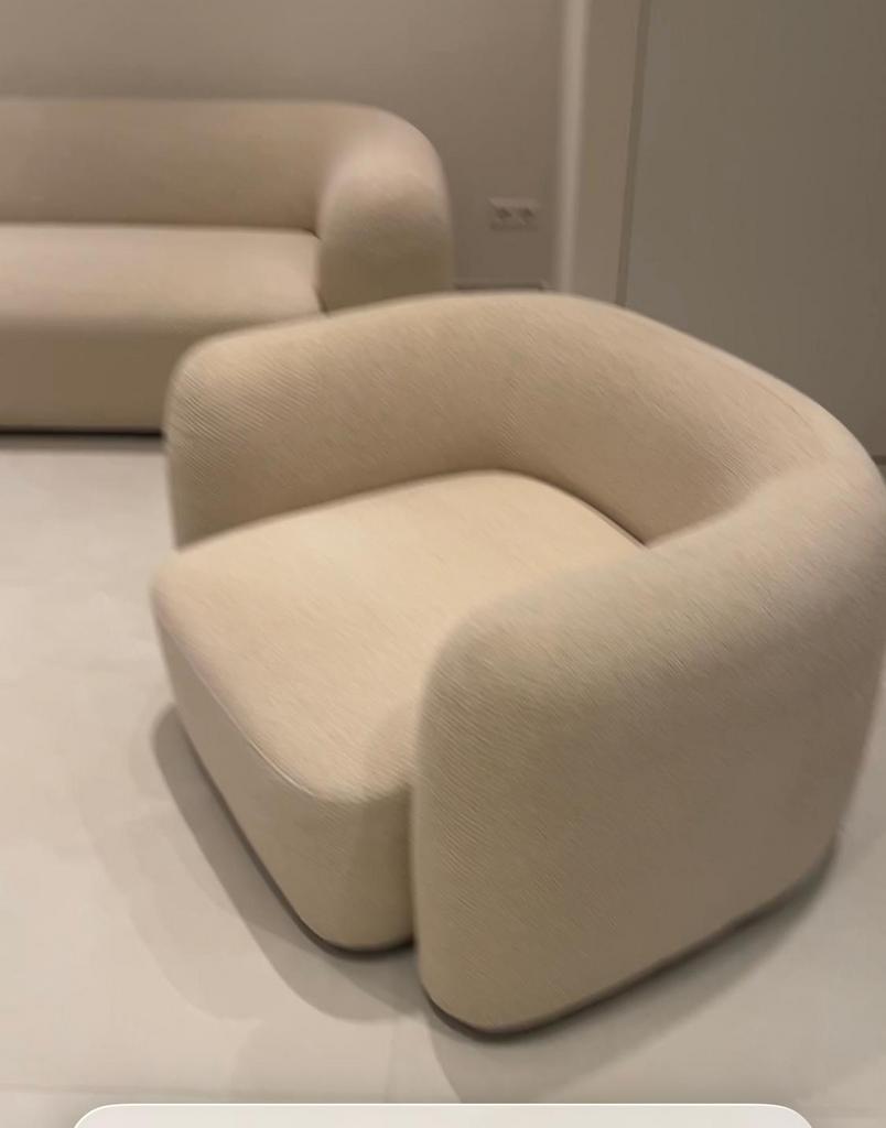 Crèmekleurige bank en fauteuils, Huis en Inrichting, Banken | Bankstellen, Driepersoons, 75 tot 100 cm, Ophalen of Verzenden, Zo goed als nieuw