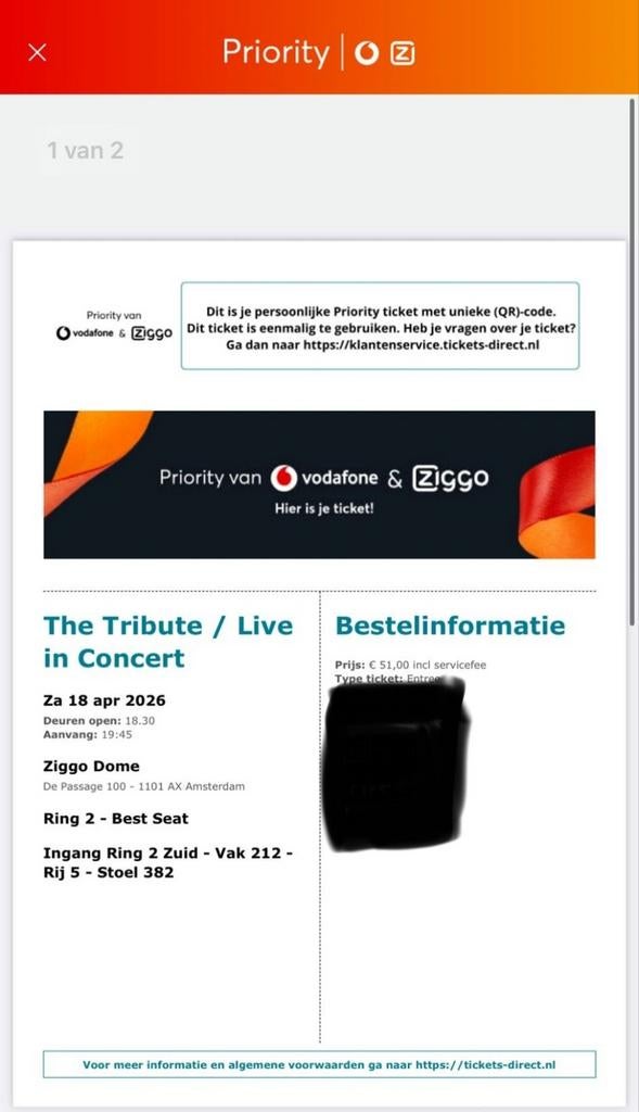 The Tribute live in concert ., Tickets en Kaartjes, Twee personen, April