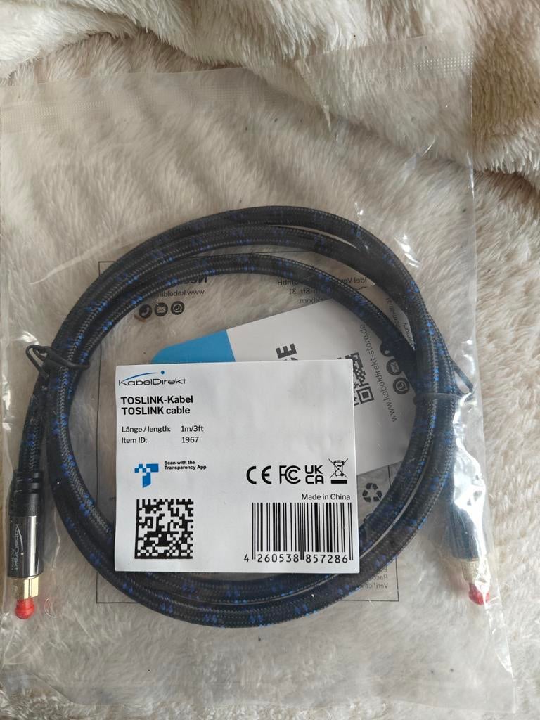 Optische kabel TOSLINK 1m, Ophalen of Verzenden
