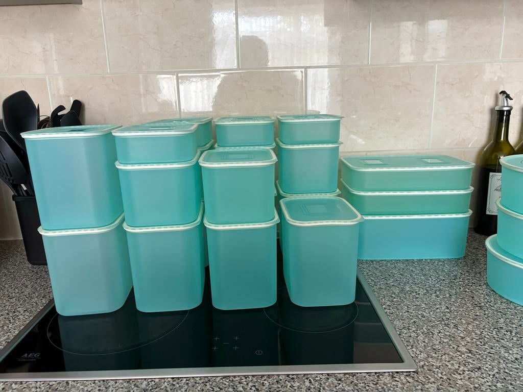 Tupperware voorraaddozen - Hele grote set, Ophalen of Verzenden, Gebruikt, Blauw, Bak of Kom