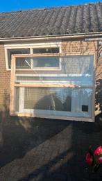 Raam en deur met kozijn hardhout, Doe-het-zelf en Verbouw, Ophalen, Hout, 75 tot 150 cm, Deurkozijn