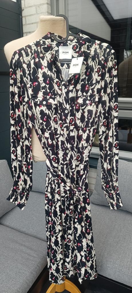 Mooie zwart/witte jurk van POM Amsterdam maat 36 nieuw, Ophalen, Nieuw, Maat 36 (S), Zwart