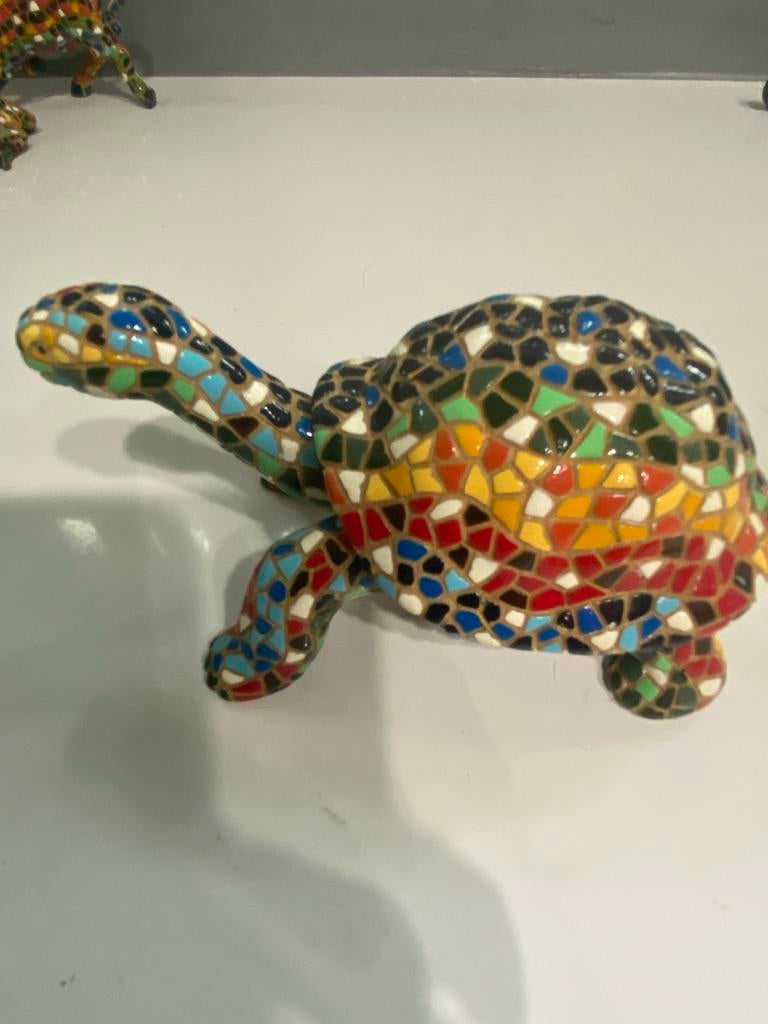 Barcino Landschildpad Mozaïek Beeldje - Kleurrijk Decor, Ophalen of Verzenden, Zo goed als nieuw, Reptiel of Amfibie, Beeldje of Figuurtje