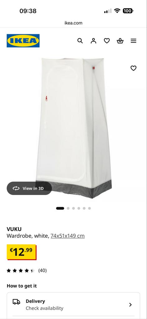 IKEA VUKU kledingkast wit, Huis en Inrichting, Kasten | Kledingkasten, Kunststof, Gebruikt, 100 tot 150 cm, 50 tot 100 cm