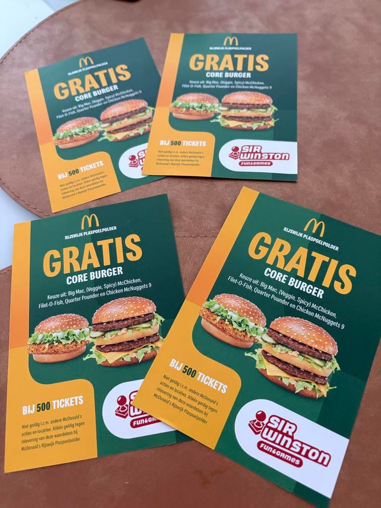 Voucher Mac Donalds voor 1 broodje, Eén persoon, Kortingsbon
