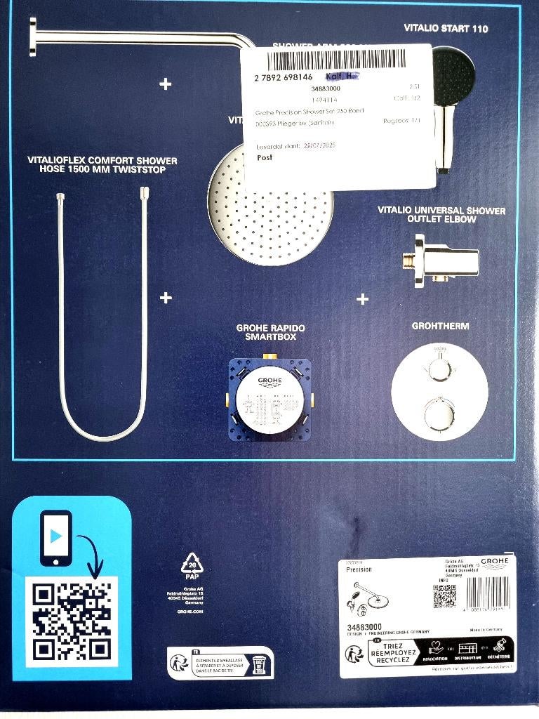 GROHE Douches Precision Vitalio Start 250 ( Inbouw ), Ophalen of Verzenden, Nieuw, Chroom, Douche
