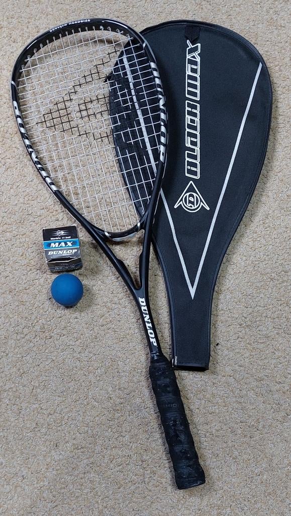 squash racket Dunlop, Sport en Fitness, Squash, Ophalen, Zo goed als nieuw, Met hoes