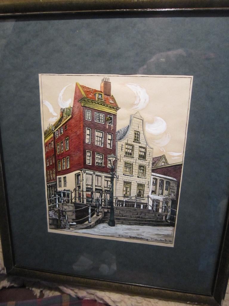 OUD Rotterd, Mooie Aquarel v/d Krattenbrug J.C.Schouten, Antiek en Kunst, Kunst | Schilderijen | Klassiek, Ophalen