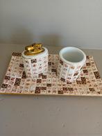 Vintage mozaïek sigarettenhouder en aansteker set, Ophalen of Verzenden