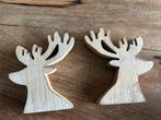 kerst 2 houten rendier hoofden van hout 18 x 16 x 2,5, Ophalen of Verzenden, Gebruikt