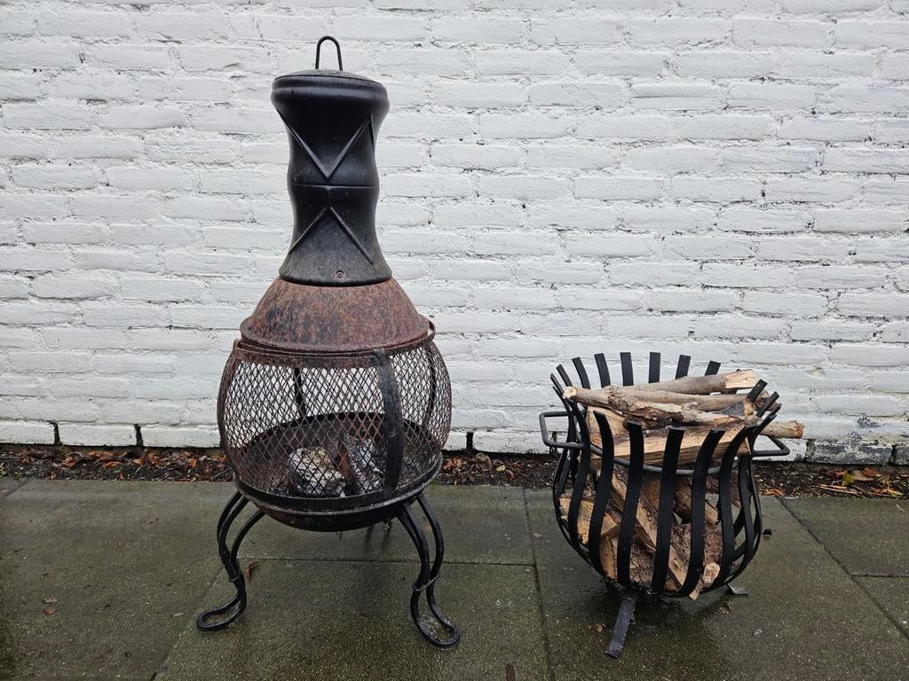 Vuurkorf en Vuurton Set - Gezellige Warmte voor Buiten, Ophalen, Gebruikt, Vuurkorf
